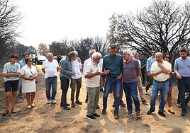 Pedro Sánchez durante su visita al incendio de Jarilla en Extremadura.