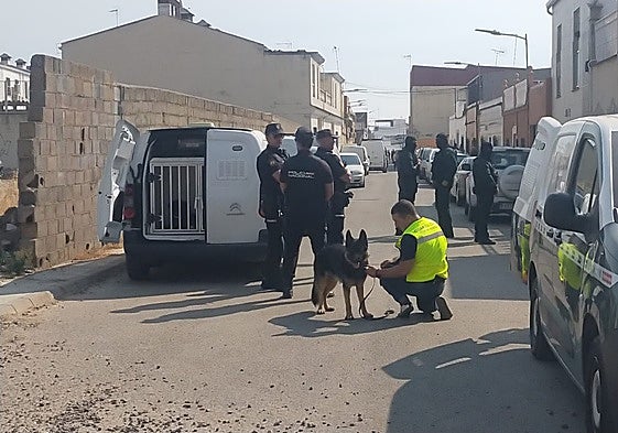 Agentes de la Policía Nacional y la Guardia Civil, en el operativo de Las Moreras este miércoles.