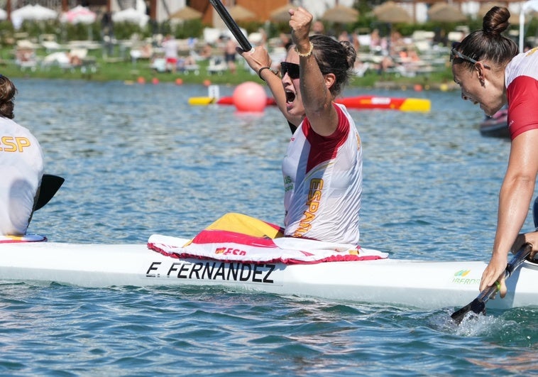 Estefanía Fernández, campeona del mundo con el K4 500 en Italia