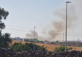 El humo del incendio visto desde Cáceres.