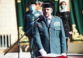El hasta ahora coronel, Antonio Jesús Orantos, en el acto de toma de posesión como jefe de la Guardia Civil de Cantabria, el 23 de febrero de 2022, en Santander, Cantabria (España).