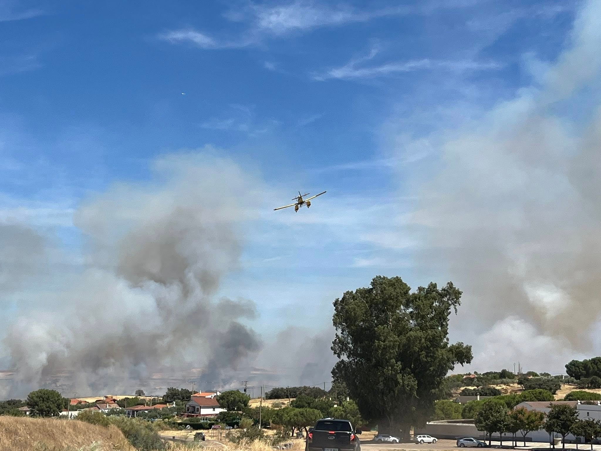 El incendio forestal de Don Benito, en imágenes