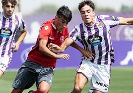 Acción del partido de pretemporada ante el filial del Valladolid.