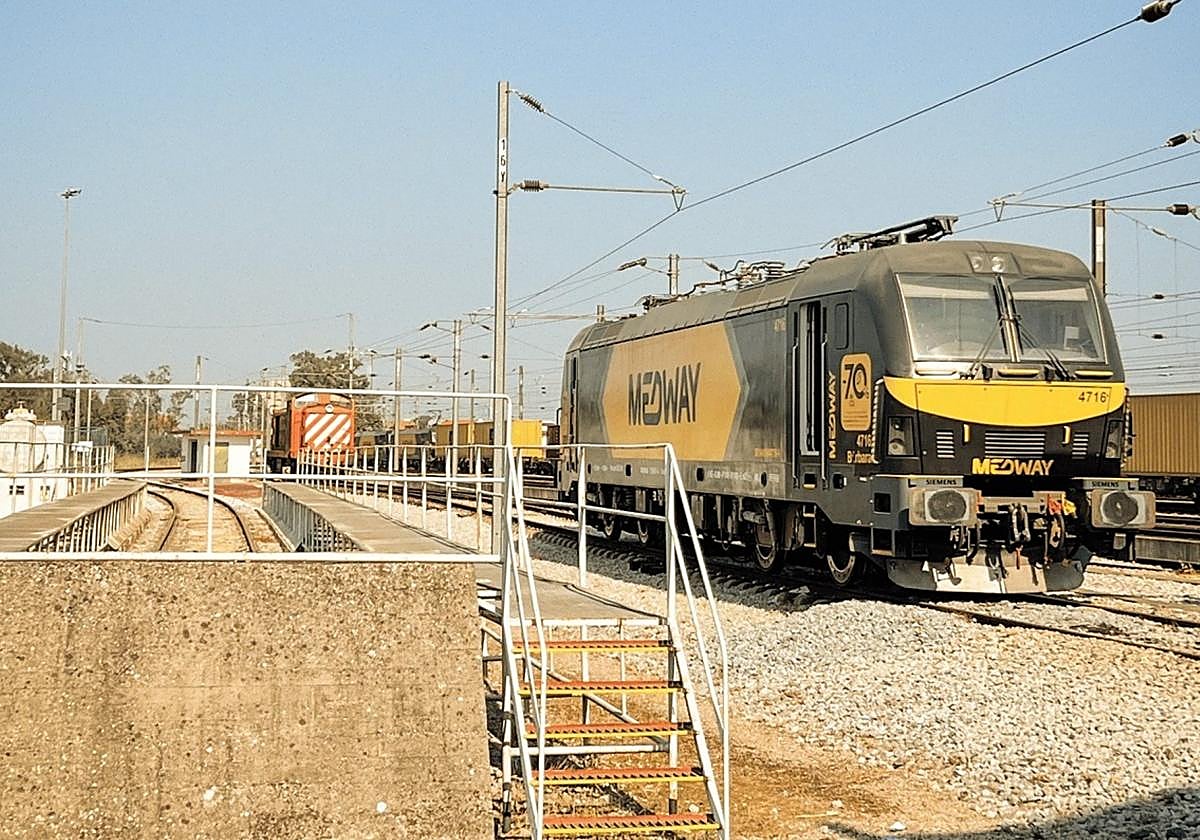 Prueba realizada en Poceirão con una locomotora de la empresa Medway.