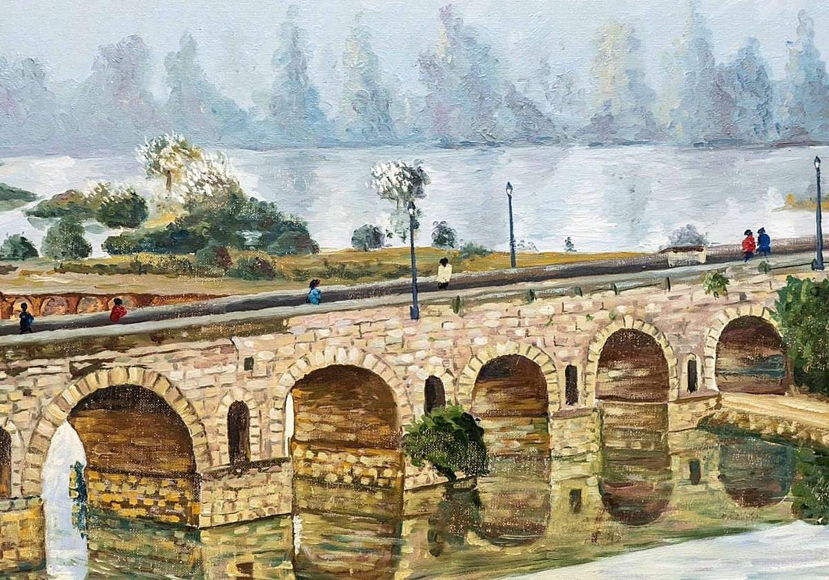 Una de las obras de la muestra colectiva 'Badajoz, la ciudad retratada'.