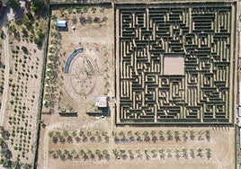Vista aérea del laberinto de Huerta Ornamental Romana.