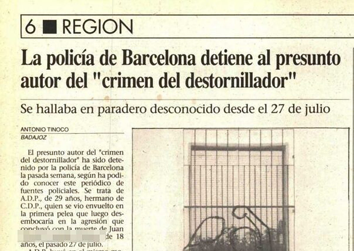 Imagen secundaria 1 - El crimen del destornillador de Badajoz que acabó en Barcelona