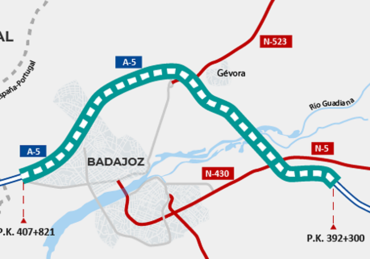 Tramo de la A-5 en la que se realizan las labores de asfaltado de la carretera.