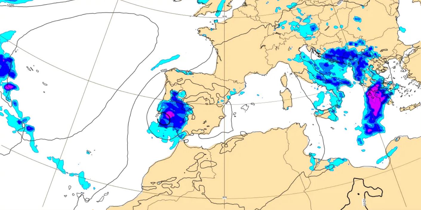 Previsión del ECMWF para este domingo, 28 de septiembre, a las 15.00 horas.