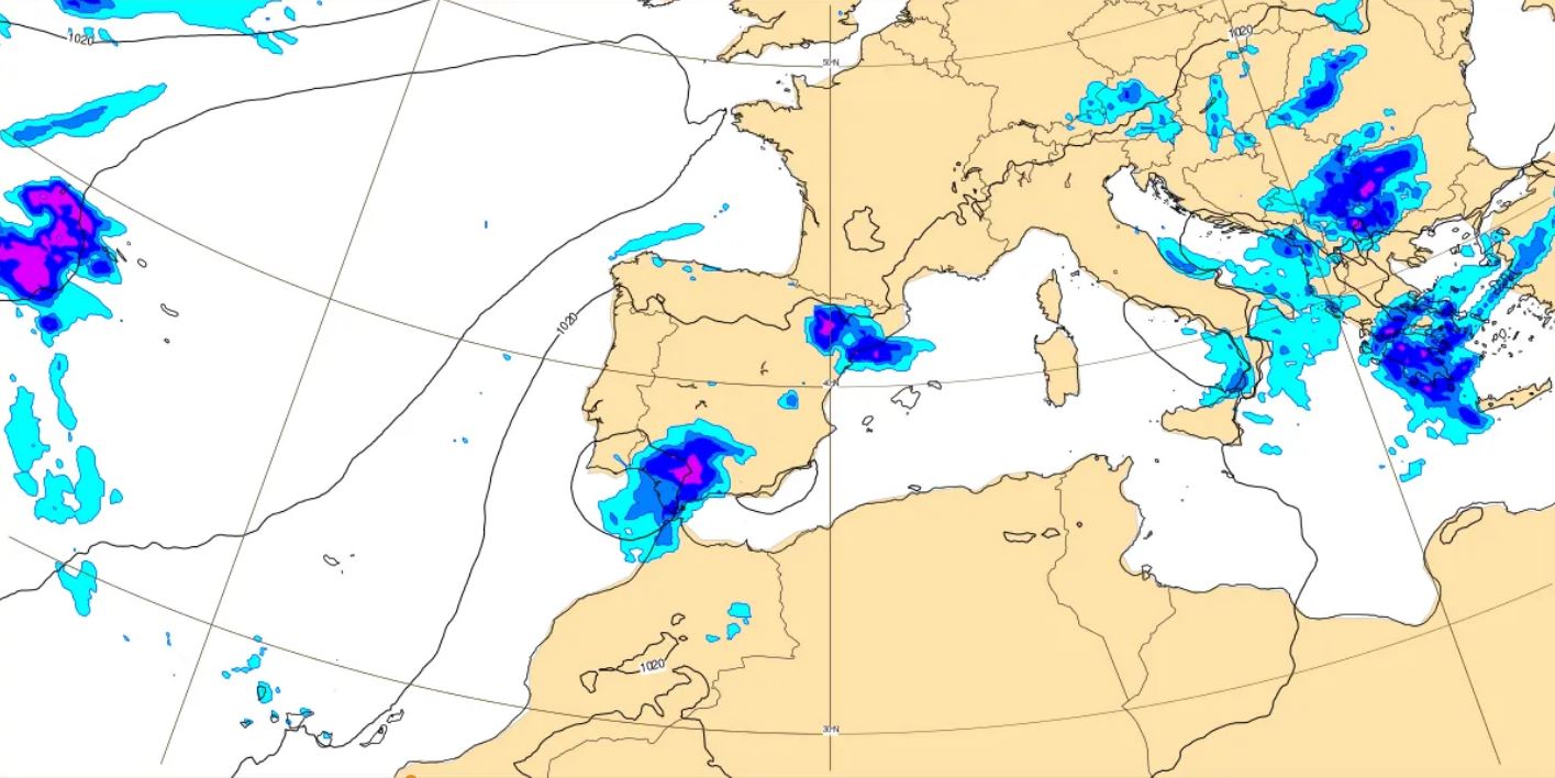 Previsión del ECMWF para este lunes, 29 de septiembre, a las 0.00 horas.