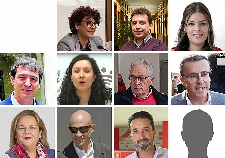 Los once investigados que irán a juicio: Emilia Parejo, Manuel Candalija, Cristina Núñez, David Sánchez, Elisa Moriano, Francisco Martos, Miguel Ángel Gallardo, Juana Cintas, Luis Carrero y Ricardo Cabezas. Sin foto, Félix González.