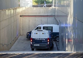 La llegada de los detenidos a los juzgados de Badajoz.
