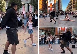Improvisado y viral: una extremeña de 10 años revoluciona Callao bailando con un artista callejero