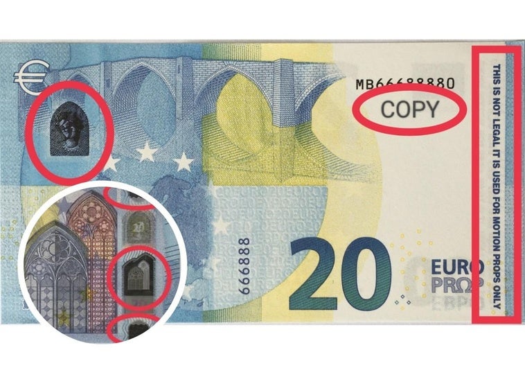 En Coria circulan billetes de 20 euros que parecen reales, pero son de película
