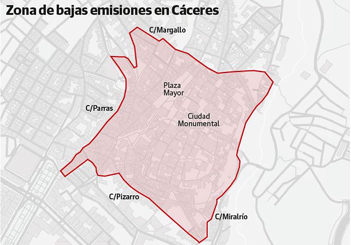 Cáceres fija una zona de bajas emisiones idéntica a la del tráfico ...
