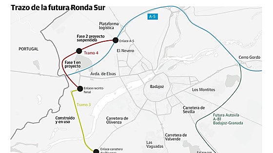 La Junta reactiva la prolongación de la ronda sur hasta la A-5 por la frontera