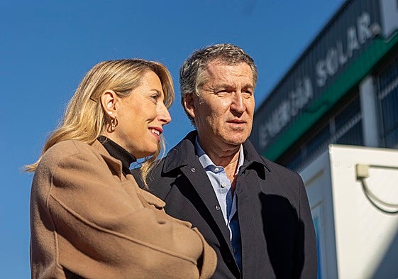 María Guardiola y Alberto Núñez Feijóo, en una visita a Extremadura.