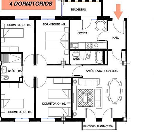Vivienda de cuatro dormitorios proyectada en Cuartón Cortijo.