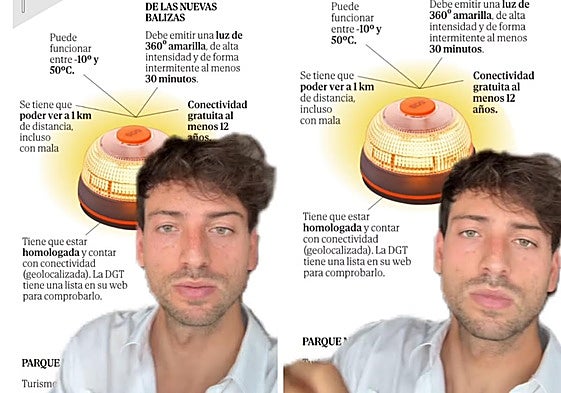 Andrés Millán, abogado y divulgador, aclara la excepción de las balizas V16: «Si viene un vehículo de Portugal y pone los triángulos, no le multarían»