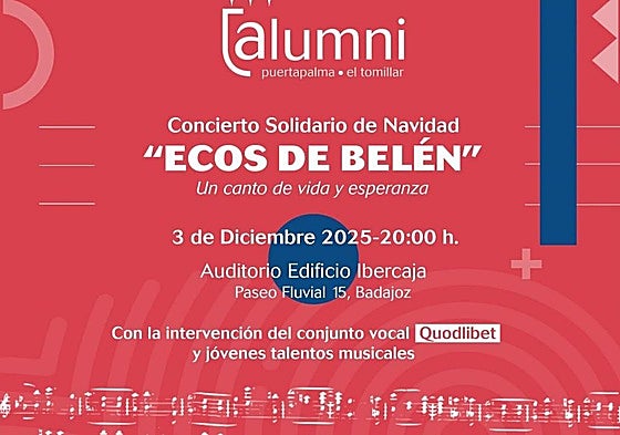 Concierto benéfico de Navidad en Badajoz a favor de los niños necesitados de Tierra Santa