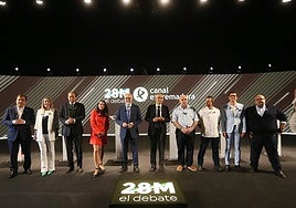 Participantes en el debate de Canal Extremadura en las elecciones autonómicas del 28 de mayo de 2023.