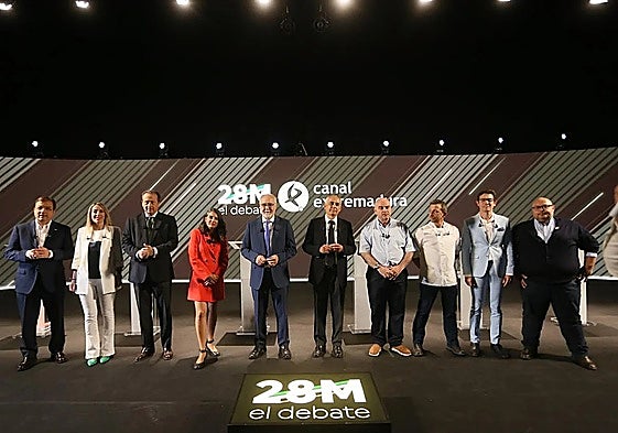 Participantes en el debate de Canal Extremadura en las elecciones autonómicas del 28 de mayo de 2023.
