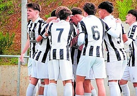 El Badajoz celebra la victoria de la semana pasada ante el Real Madrid.