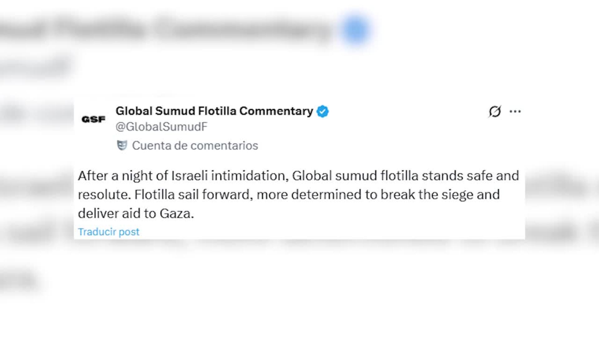 La flotilla se acerca a 90 millas de Gaza y supera el umbral en que Israel bloqueó el 'Madleen'