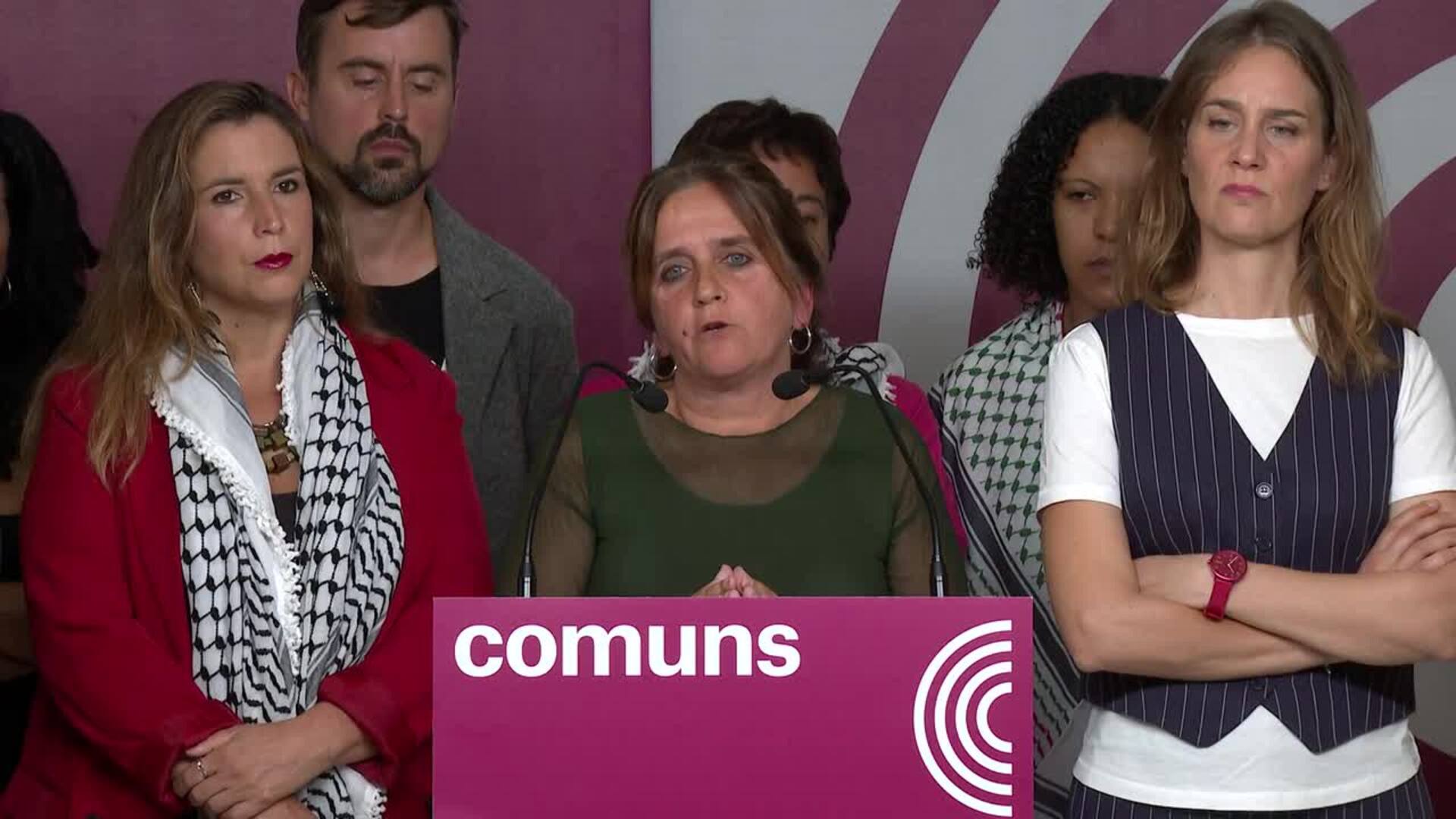 Los Comuns piden "rapidez y valentía" a Sánchez para el retorno de los miembros de la Flotilla