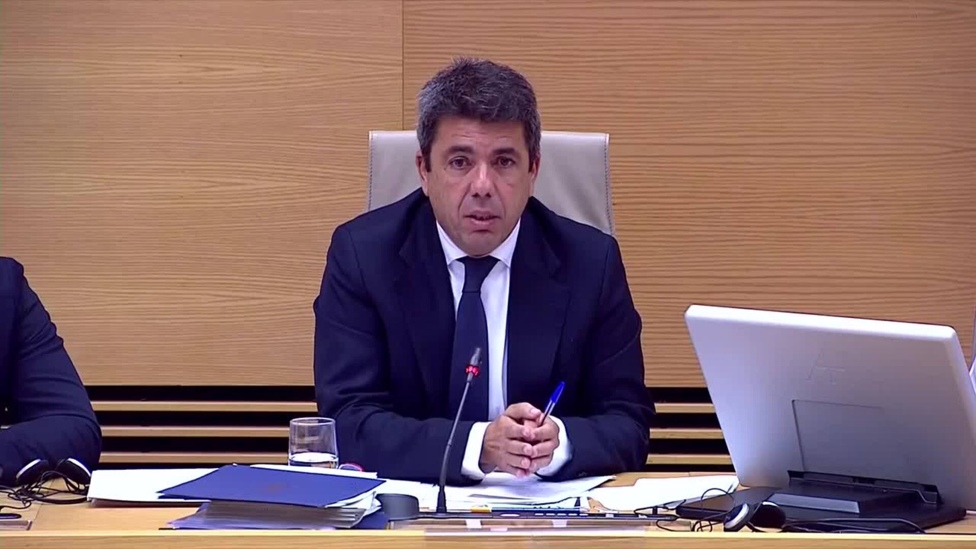 Mazón dice que puede que no oyera la llamada de Pradas a las 19.10