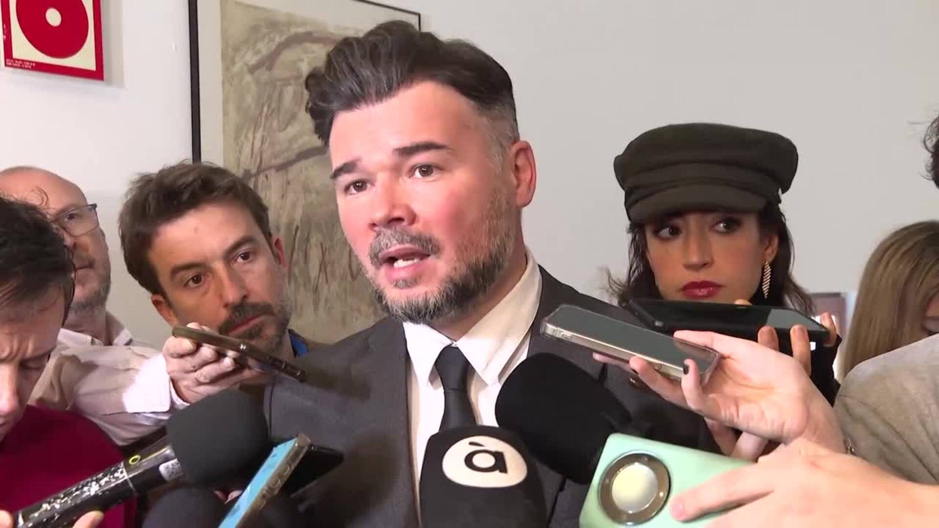 Rufián pide una reunión a Sánchez para que le explique cómo va regenerar su partido y Gobierno