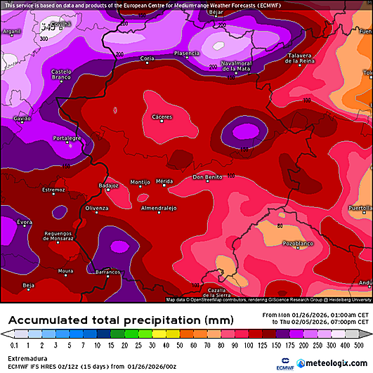 Así afectará la borrasca Joseph a Extremadura