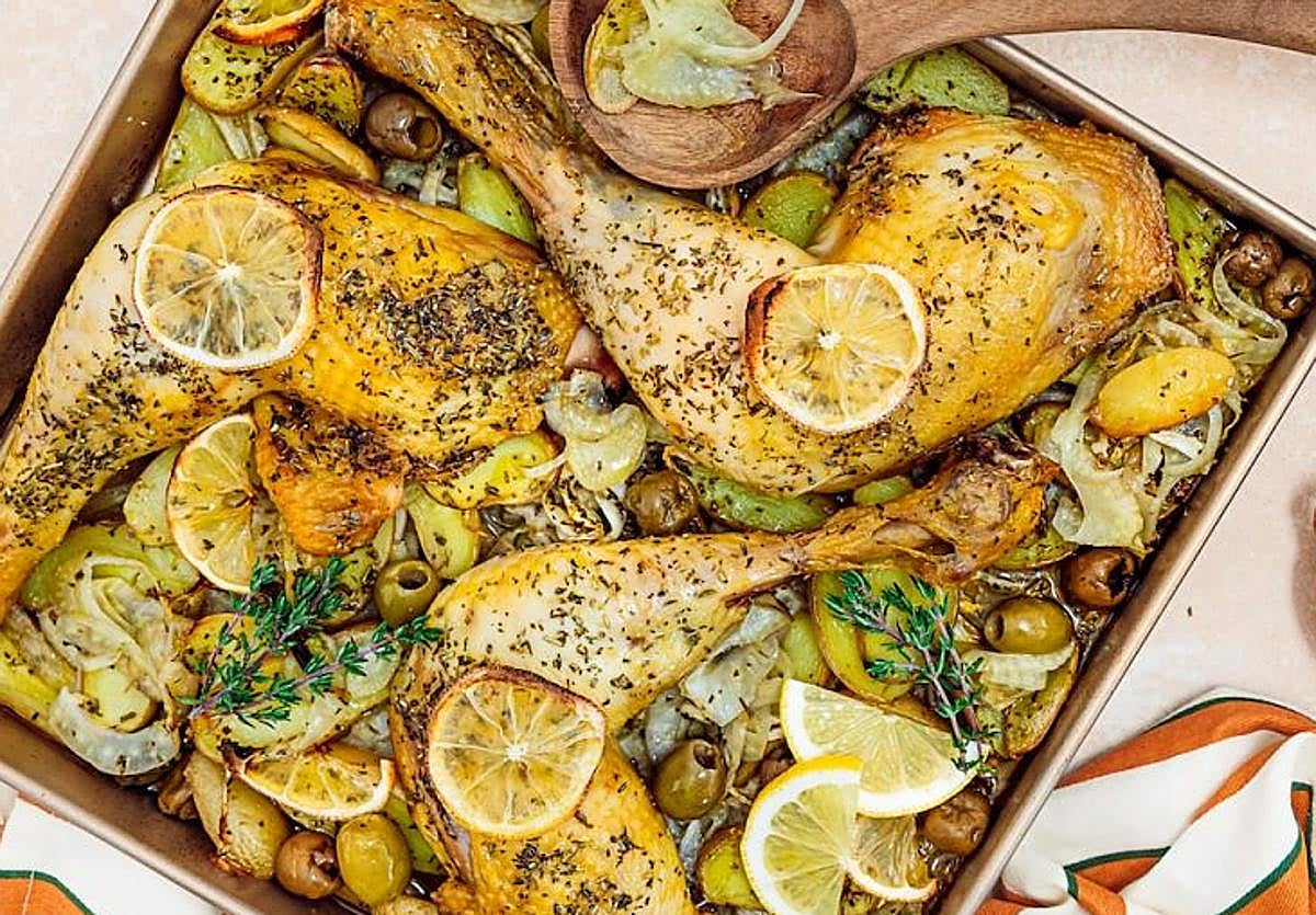 Pollo al horno con aceitunas e hinojo: una receta mediterránea fácil y aromática