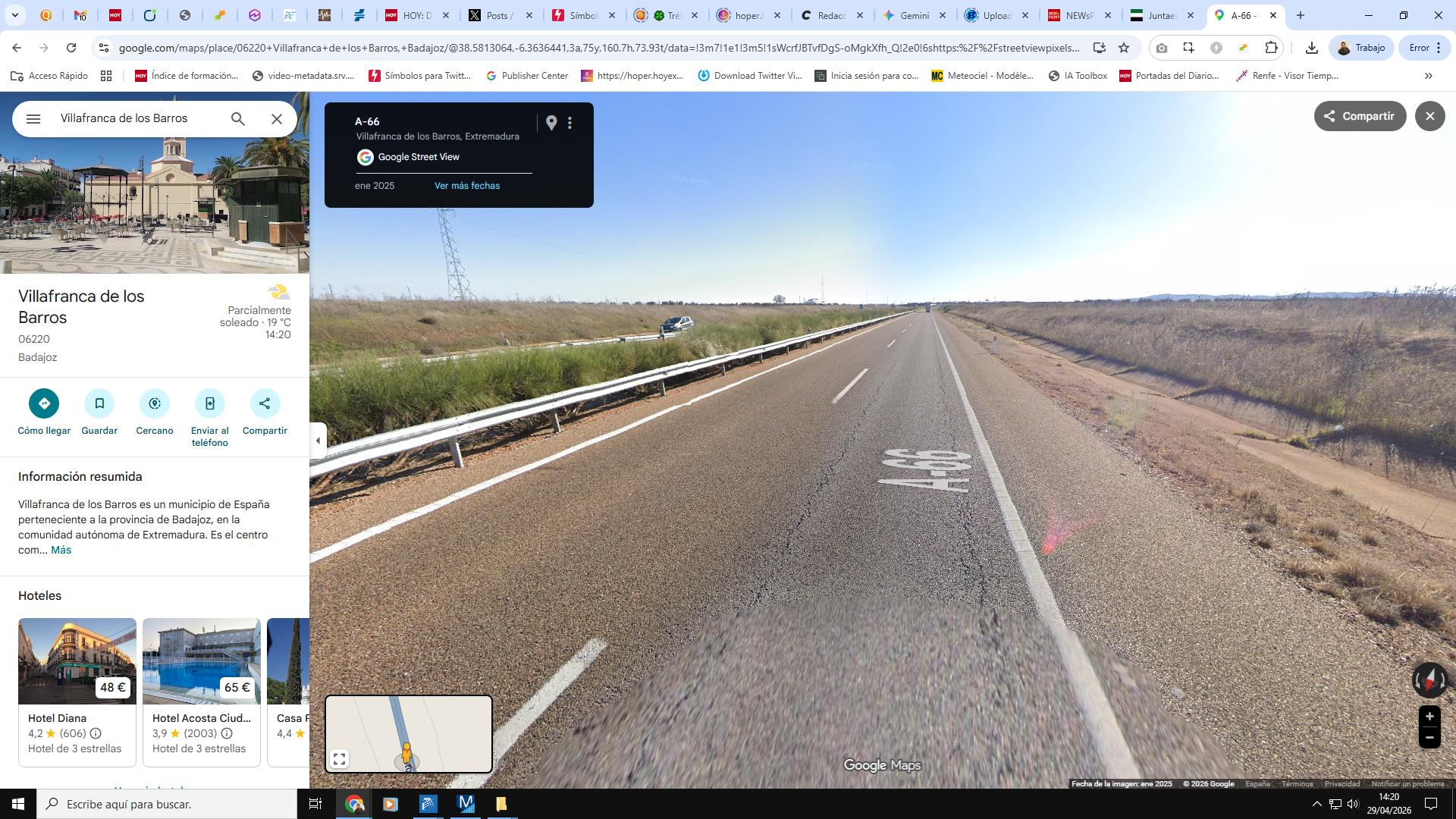 Un muerto y dos heridos en una colisión por alcance en la A-66 en Villafranca de los Barros