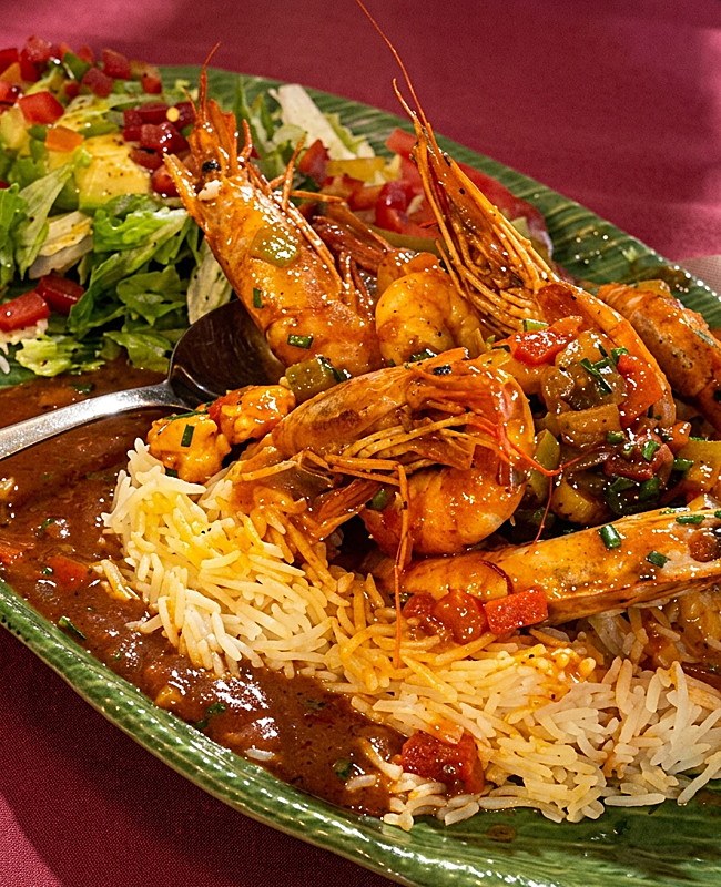 Enchilado de gambones en Capricho Habanero