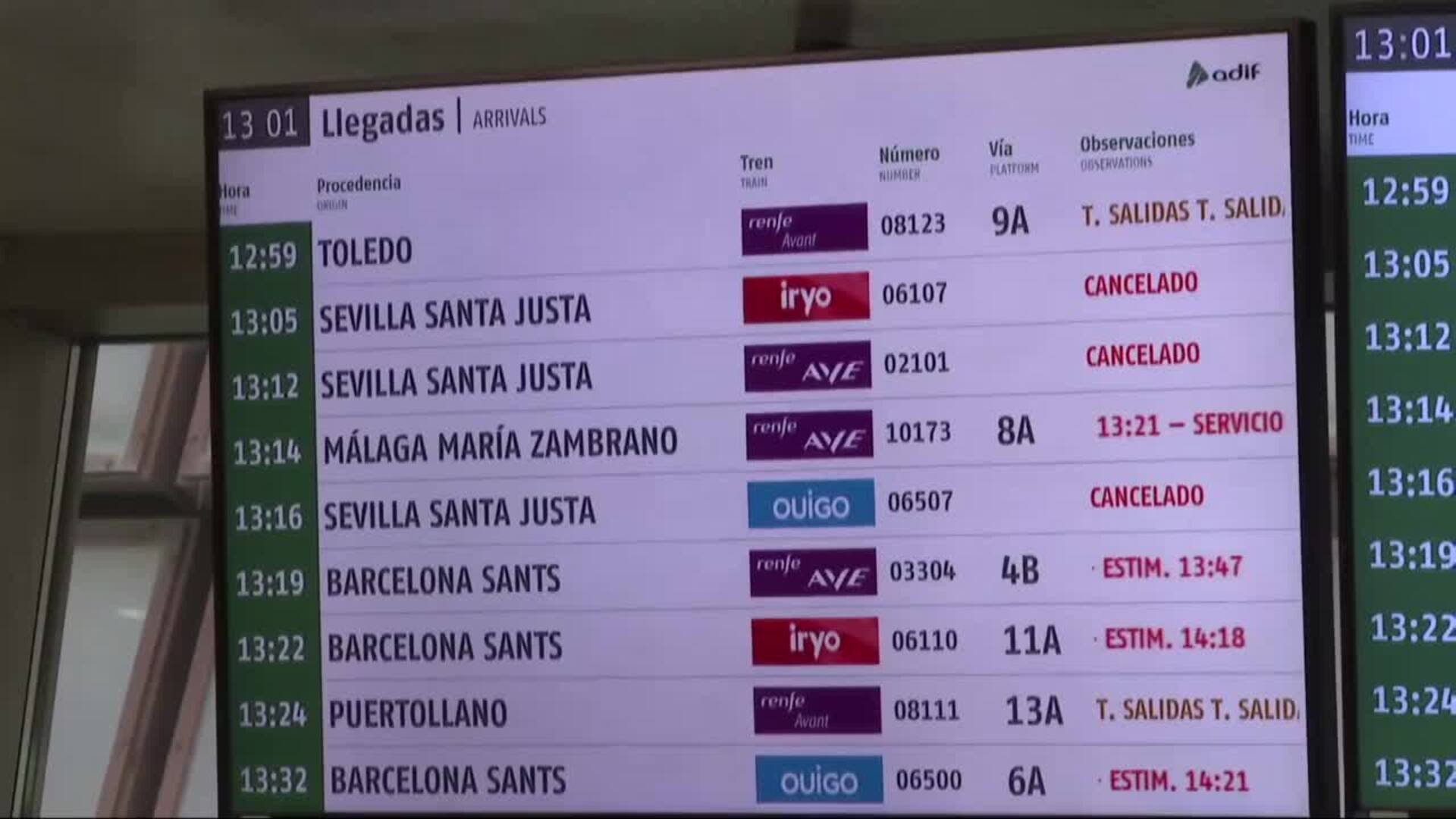 Retrasos en Atocha por la reducción de la velocidad máxima en la línea Madrid-Barcelona