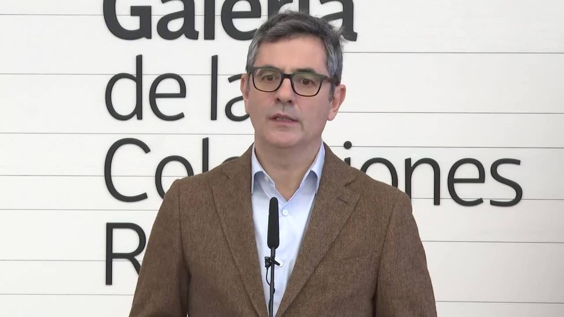 Bolaños califica de "unánime" el reconocimiento del PSOE a Lambán tras las críticas de López