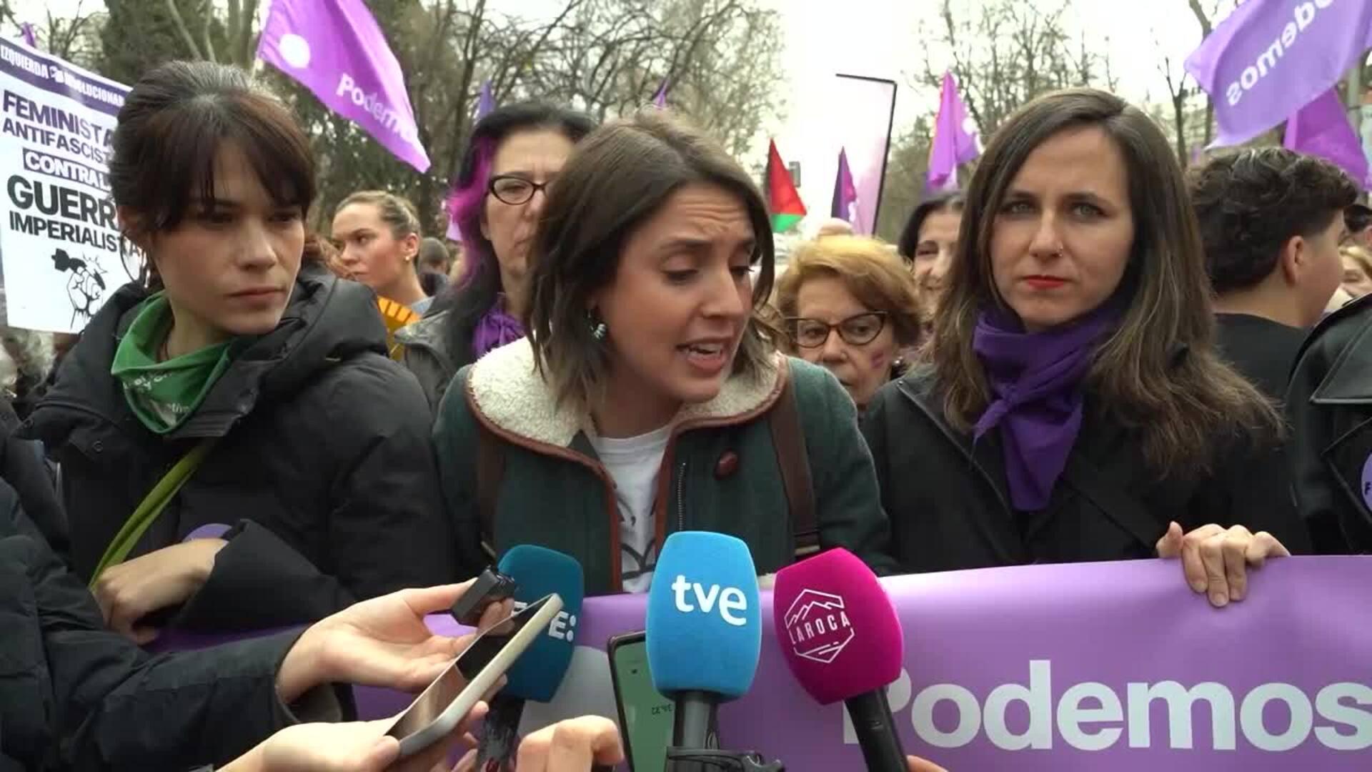 Irene Montero pide sacar a militares de EEUU de Rota y Morón y una España "refugio feminista"