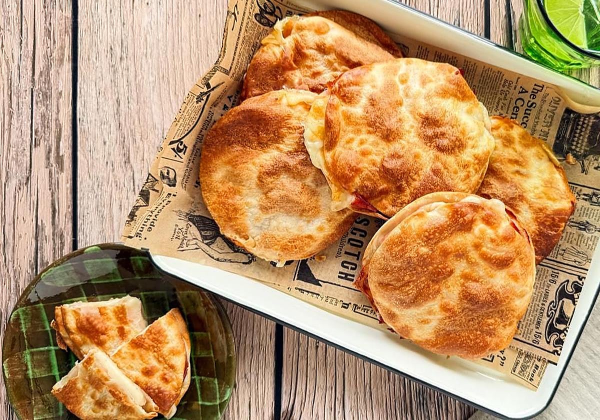 Sándwich de jamón y queso en freidora de aire