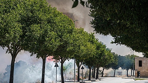Un incendio en Badajoz obliga a cortar la avenida Manuel Rojas