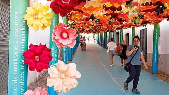 Así lucen las calles de Campomayor en la Fiesta de las Flores 2026