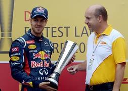 Vettel, tras proclamarse campeón del mundo en Brasil. / Ap