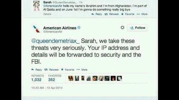 Detienen a una niña por amenazar en Twitter a American Airlines con cometer un atentado