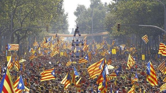 Una manifestación a favor de la independencia de Cataluña.