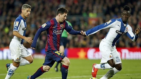 Messi, durante el Barcelona-Espanyol. 