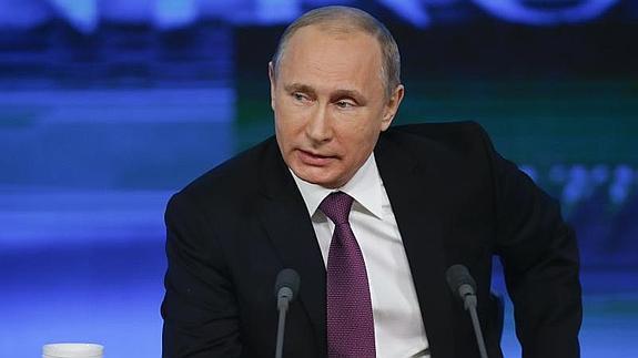 El presidente ruso, Vladímir Putin, durante su comparecencia.