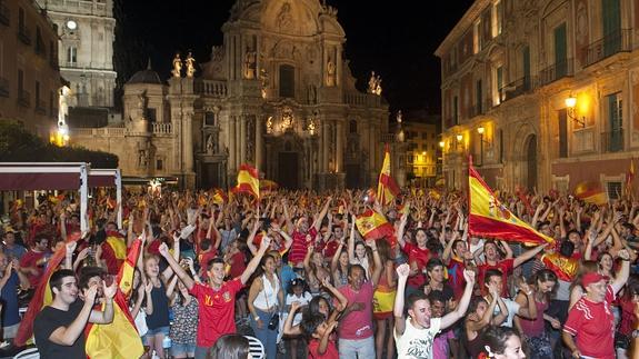 Celebración en Murcia de la victoria de la Eurocopa 2012.