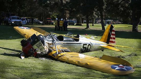 Estado en el que ha quedado la avioneta en la que viajaba Harrison Ford. 