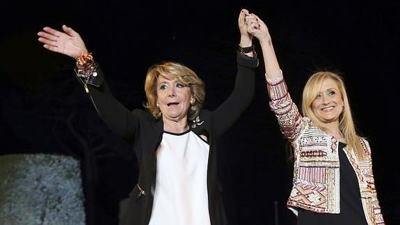 Cristina Cifuentes (d) y Esperanza Aguirre (i) abren la campaña electoral en Madrid.