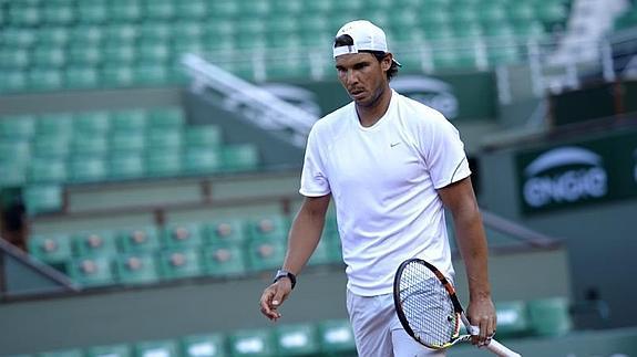 Nadal, en un entrenamiento en París. 